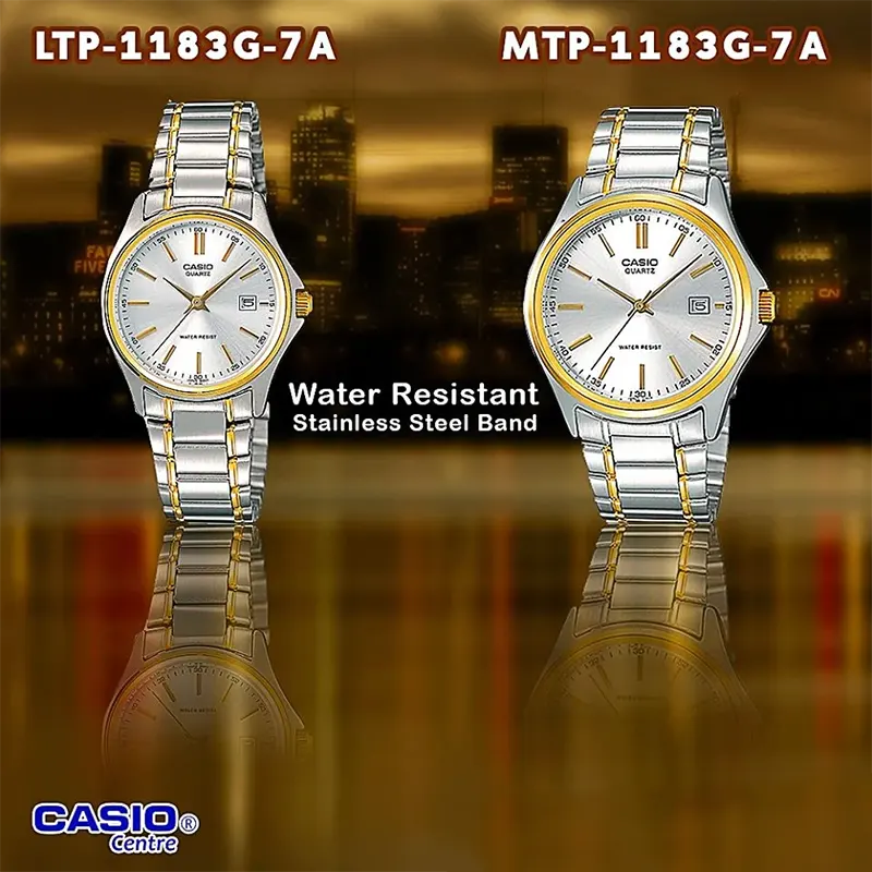 Casio Enticer Two-tone Silver DIal Couples Watch- MTP/LTP-1183G-7A